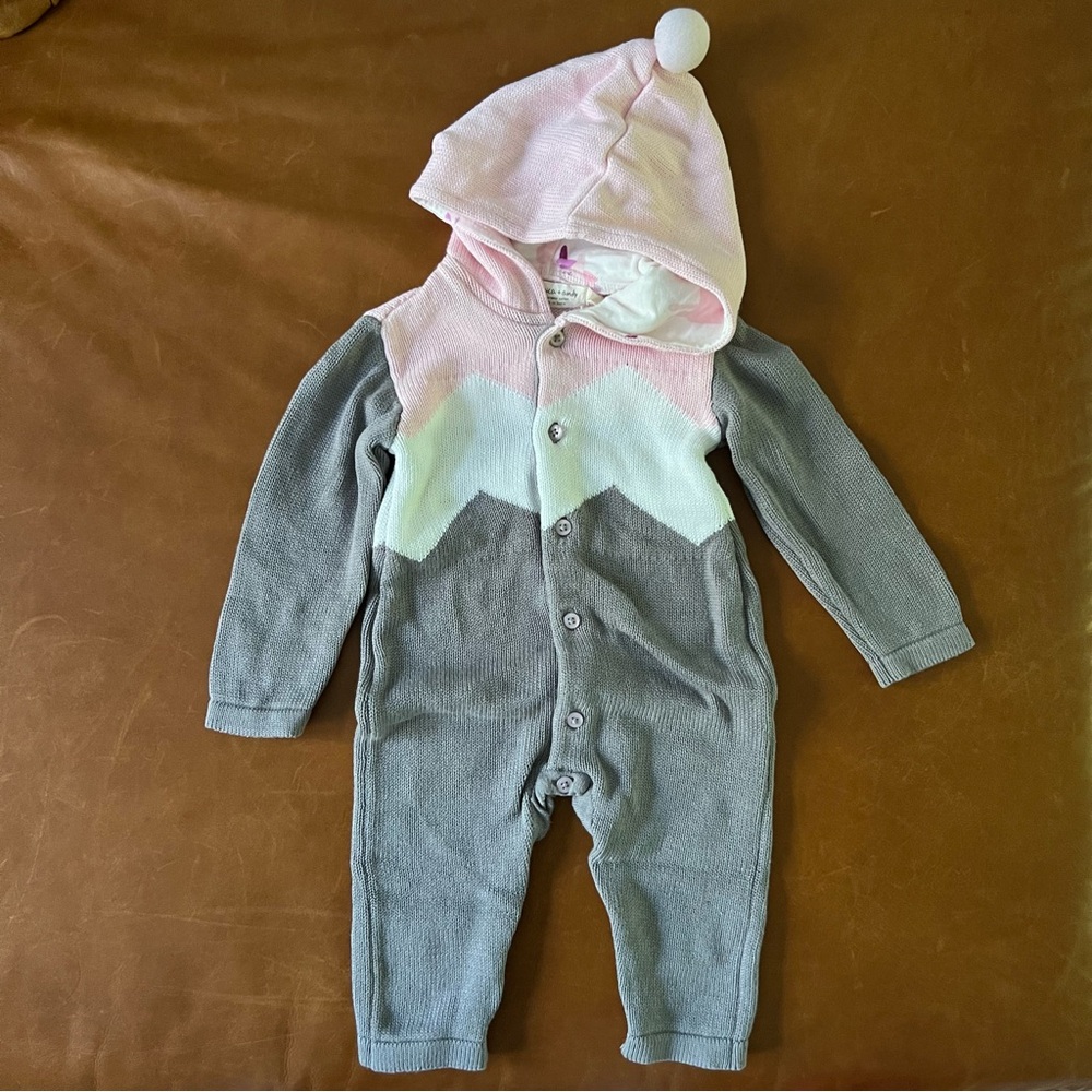 MONICA + ANDY Organic Cotton One-Piece Chevron Sweater, 3-6mo